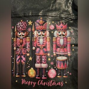 Black Sparkle Faux Leather Cropped Jacket Nutcracker Christmas